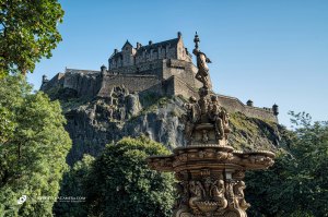 Edinburgh Castle w/Ross Fountain in foreground